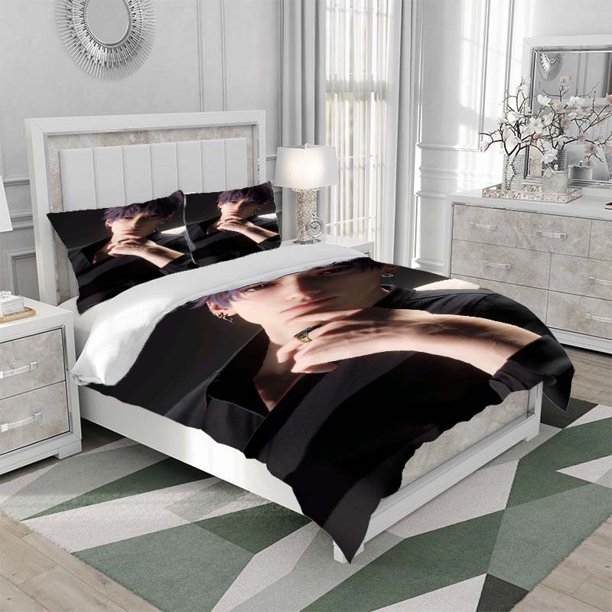 3pcs Love And Deep Space Character Black Shirt Elegant Cheek Supporting Theme Printed Three Piece bedding Soft Duvet Cover And Two Pillowcases