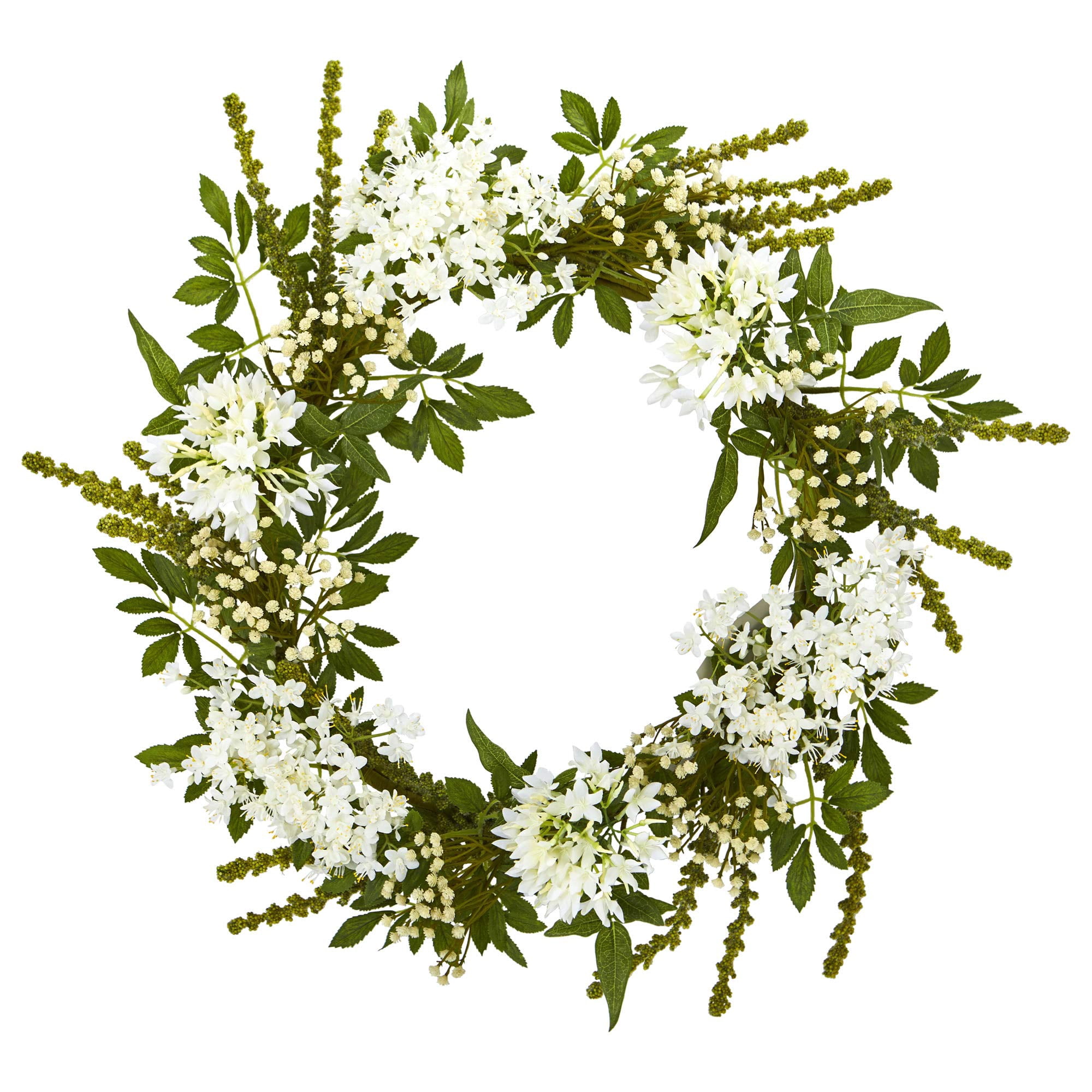Nearly Natural - Guirnaldas Artificiales De Flores Mixtas De Color Blanco Casi Natural, 60 Cm