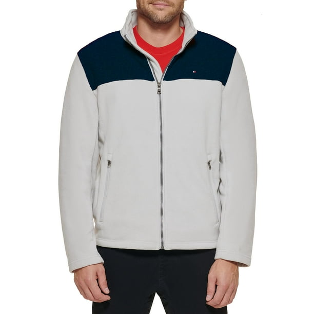 Chaqueta Tommy Hilfiger, clásica, forro polar con cremallera en la parte delantera, azul marino y hielo