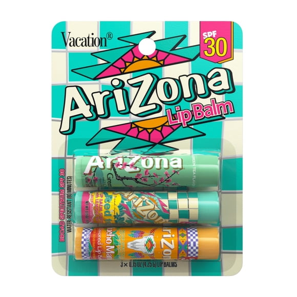 Bálsamo labial con protector solar Vacation x AriZona Iced Tea SPF 30, 3 unidades
