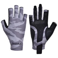 Ioensy - Medio Dedo Guantes De Pesca Sin Dedos Antideslizante Para Remo Al Aire Libre Camping Gris M