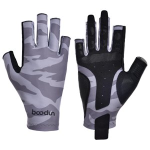 Ioensy - Medio Dedo Guantes De Pesca Sin Dedos Antideslizante Para Remo Al Aire Libre Camping Gris M