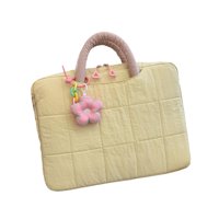 Magideal - Funda Para Portátil Bolso Protector Con Asa Cierre Cremallera Portátil Ligera Diseño Elegante Decoración Floral Nylon Acolchado Adecuada Para Mujeres Amarillo