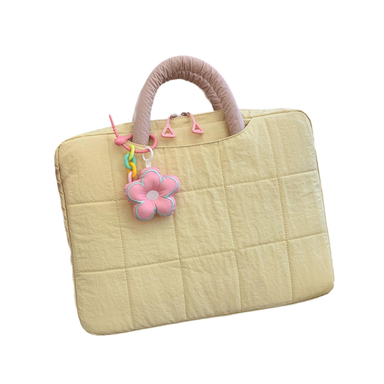 Magideal - Funda Para Portátil Bolso Protector Con Asa Cierre Cremallera Portátil Ligera Diseño Elegante Decoración Floral Nylon Acolchado Adecuada Para Mujeres Amarillo