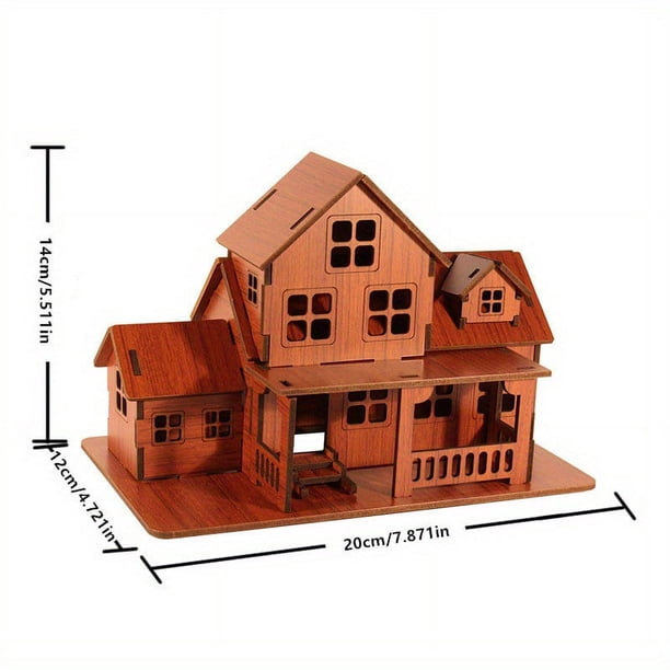 3D Bamboo Wooden Small House Puzzle Jigsaw,Building Assembly Model,Architecture DIY House Villa Assembly Kit,Assembly Model Gift Decoration,Creative Puzzle Student Toys