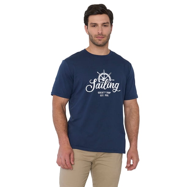 Polera Hombre Focal Print Sts Azul Corona