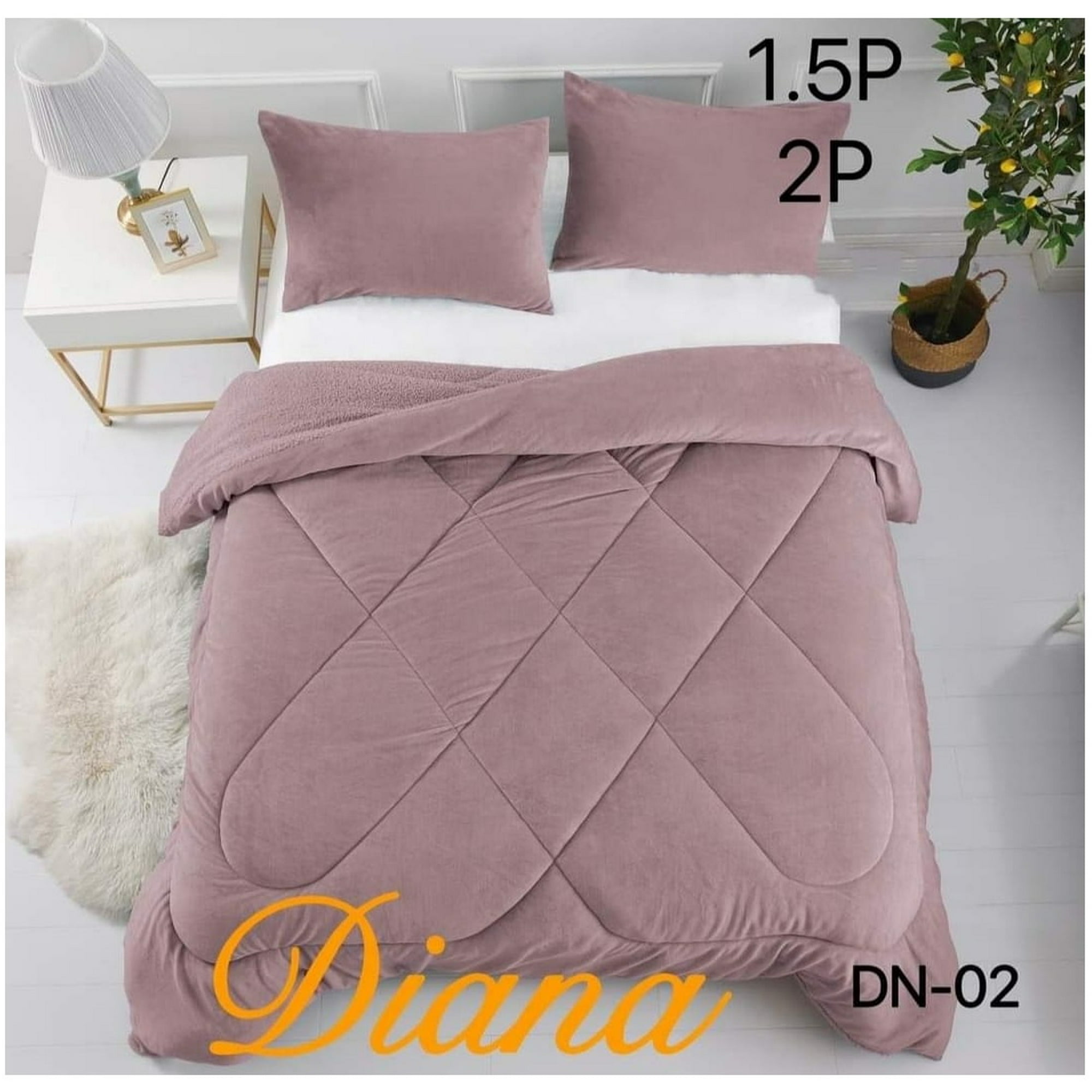 Aladdins Shop - Cobertor De Invierno De Plush Y Chiporro 1,5 Plaza Color Palo Rosa Opaco