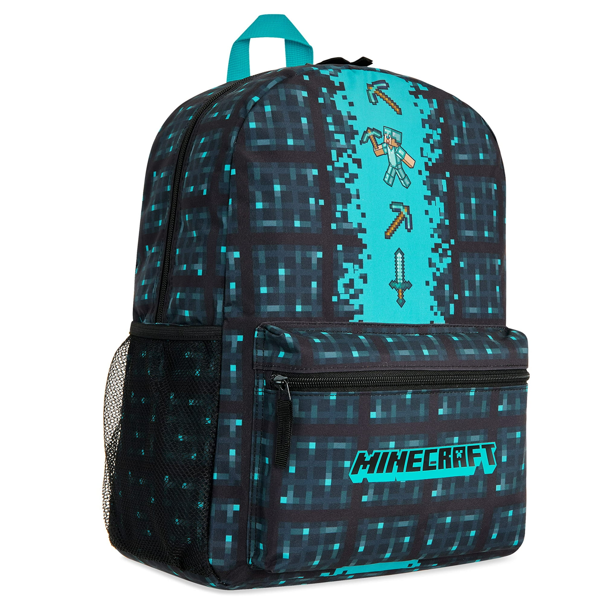 Mochila Escolar Minecraft Kids Con Bolsillo Frontal Azul