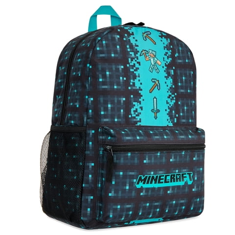Mochila Escolar Minecraft Kids Con Bolsillo Frontal Azul