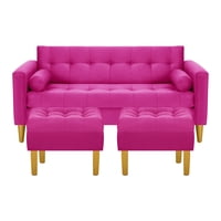 Bodevir - Sofa Retro 3C + 2 Pouf Felpa 01 Fucsia