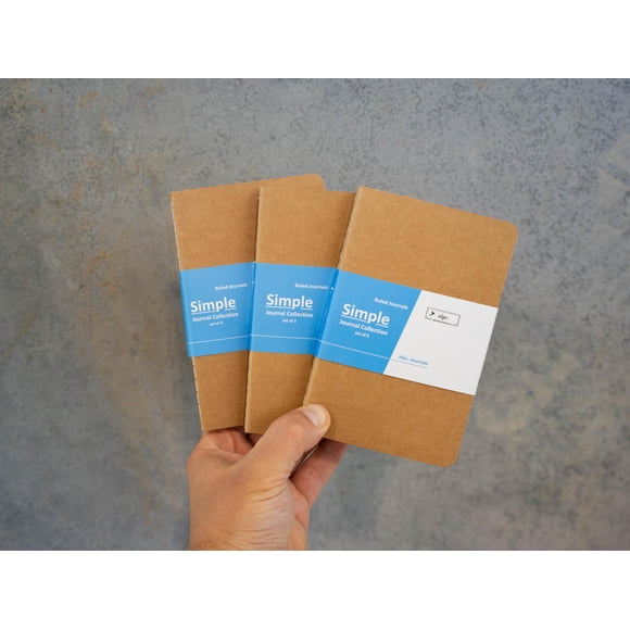 Cuaderno de bolsillo olpr. 9x14 cm Rayado Kraft Marrón - Pack de 3
