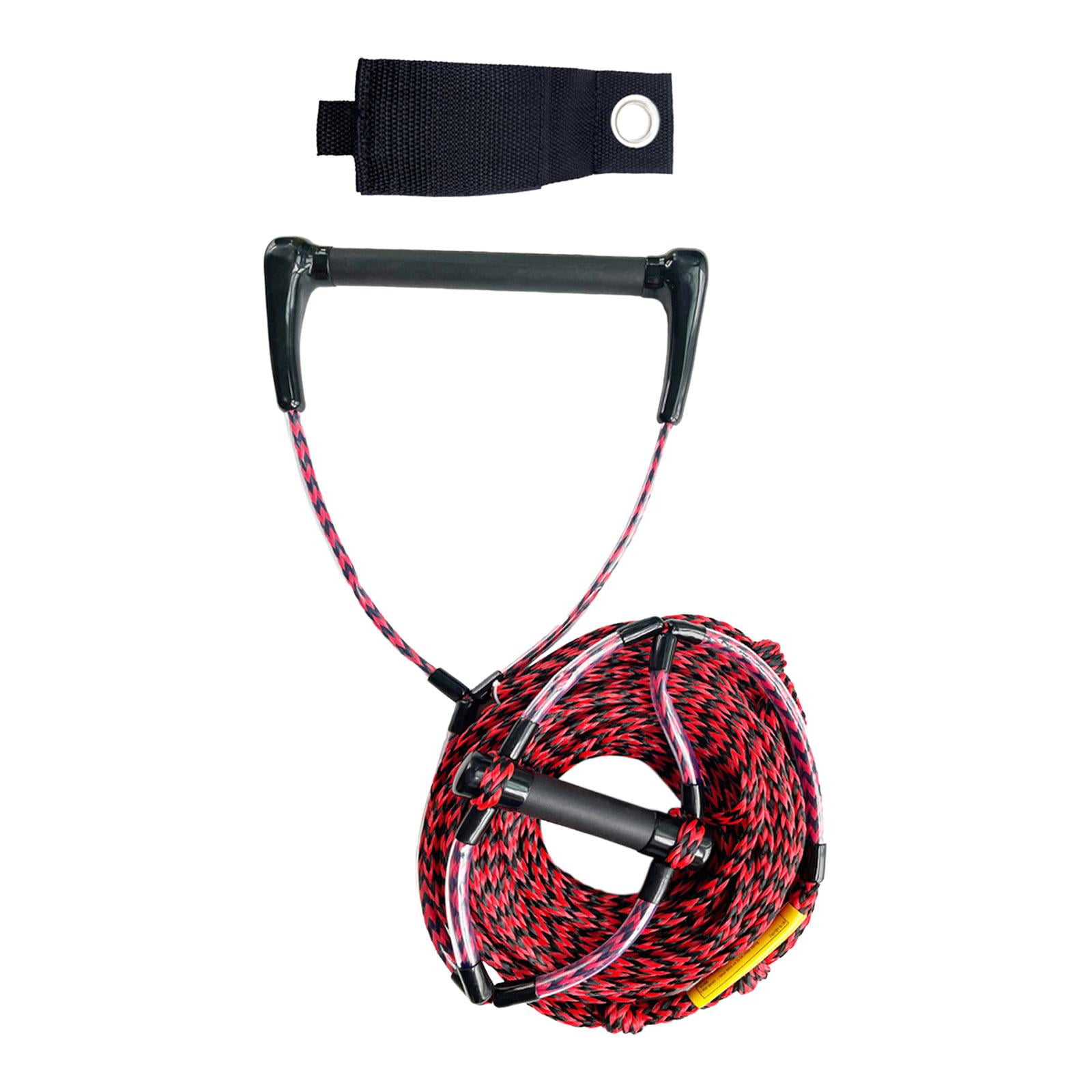 Ioensy - Cuerda De Esquí Acuático Cuerda De Surf Flotante Con Mango Cuerdas Flotantes Rojo Negro 60 Pies