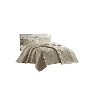 Teng Fei - Quilt Verano Diseño Geometrico Tufting 2 Plazas Beige