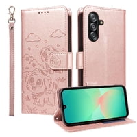 Funda Billetera Foxdock Compatible Con Samsung Galaxy A17, Diseño Perrito Tierno, Ranuras Para Tarjetas Y Soporte Plegable