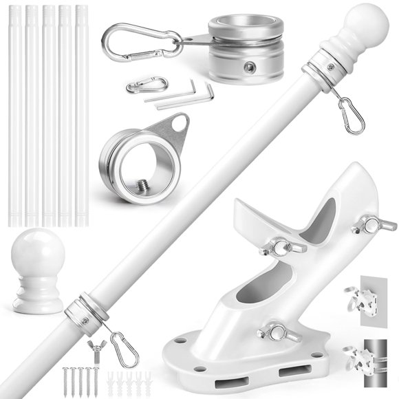 Kit de mástil para bandera Anovo de acero inoxidable de 1,8 m con anillos giratorios de 360°