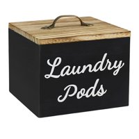 Magideal - Dispensador De Contenedores De Almacenamiento De Madera, Decoración De La Sala De Lavandería Decoración De La Lavandería Organizador De Encimera De La Cápsula De Detergente Negro