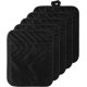 thumbnail image 1 of Juego de 5 agarraderas de algodón de bolsillo para cocina, resistentes al calor, lavables a máquina, de tela de rizo, para horno, color negro liso, salvamanteles para hornear y cocinar con bolsillo., 1 of 7