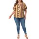 thumbnail image 2 of Agnes Orinda Blusas Casuales de Talla Grande para Mujer, Tops de Verano para Escuela y Universidad, Boho con Cordón y Borlas, Cuello en V, Manga Corta, Estampado Floral, 4X Marrón, 2 of 6