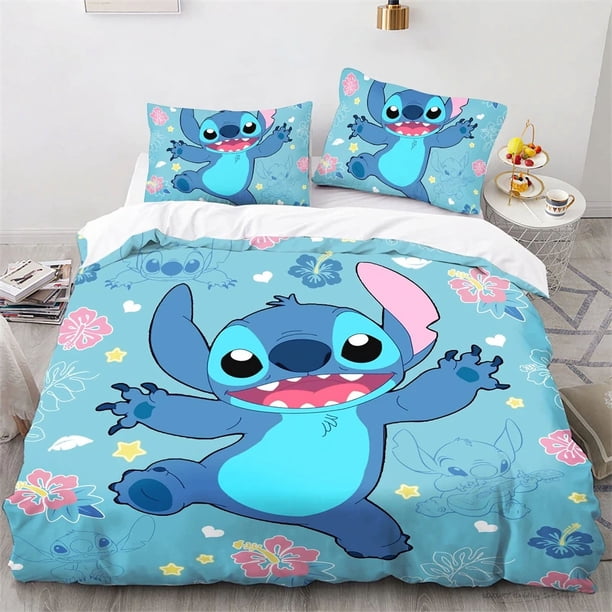 v1354 Bed Sheets Cute Stitch Cartoon Bedding Set for Kids Boys Girls Anime Quilt Set Cute Cartoon Duvet Cover Duvet Cover and Pillowcases 3-Piece Bedding Set (1 Duvet Cover + 2 Pillow Shams) Bed She