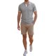 thumbnail image 2 of INSPIRE CHIC Camisetas Henley de Manga Corta para Hombre Camisetas Casuales con Ribete en Contraste L Gris Claro, 2 of 6