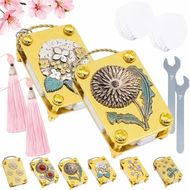 Mini prensa flores llavero kit completo oro metal miniatura conservación senderismo manualidades