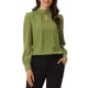 thumbnail image 1 of INSPIRE CHIC Blusa de Mujer con Cuello Alto, Pliegues, Botón de Ojal y Botón, Talla L, Verde Aguacate, 1 of 6