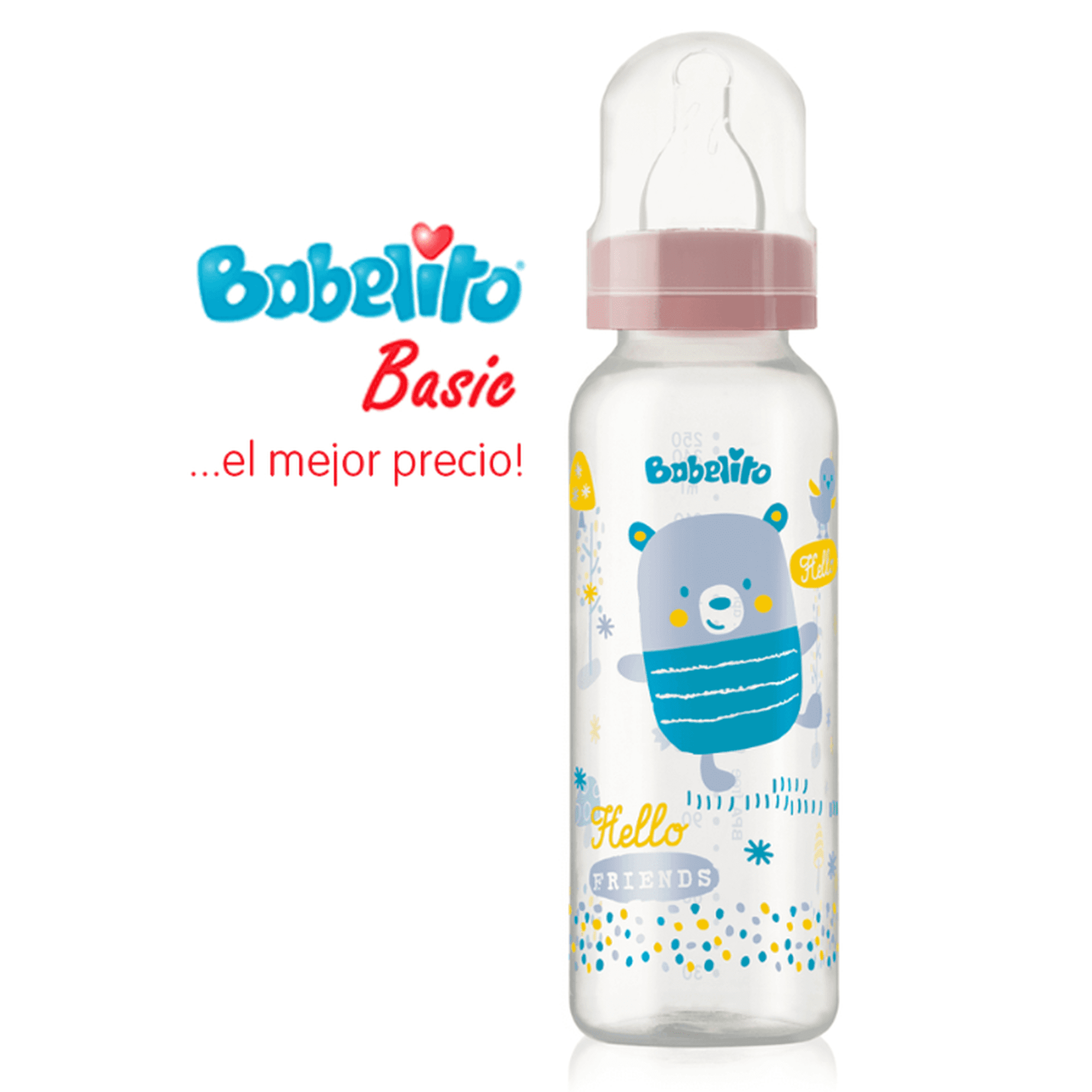 Babelito - Mamadera Boca Estandar 250ml Rosada 0-6 Meses