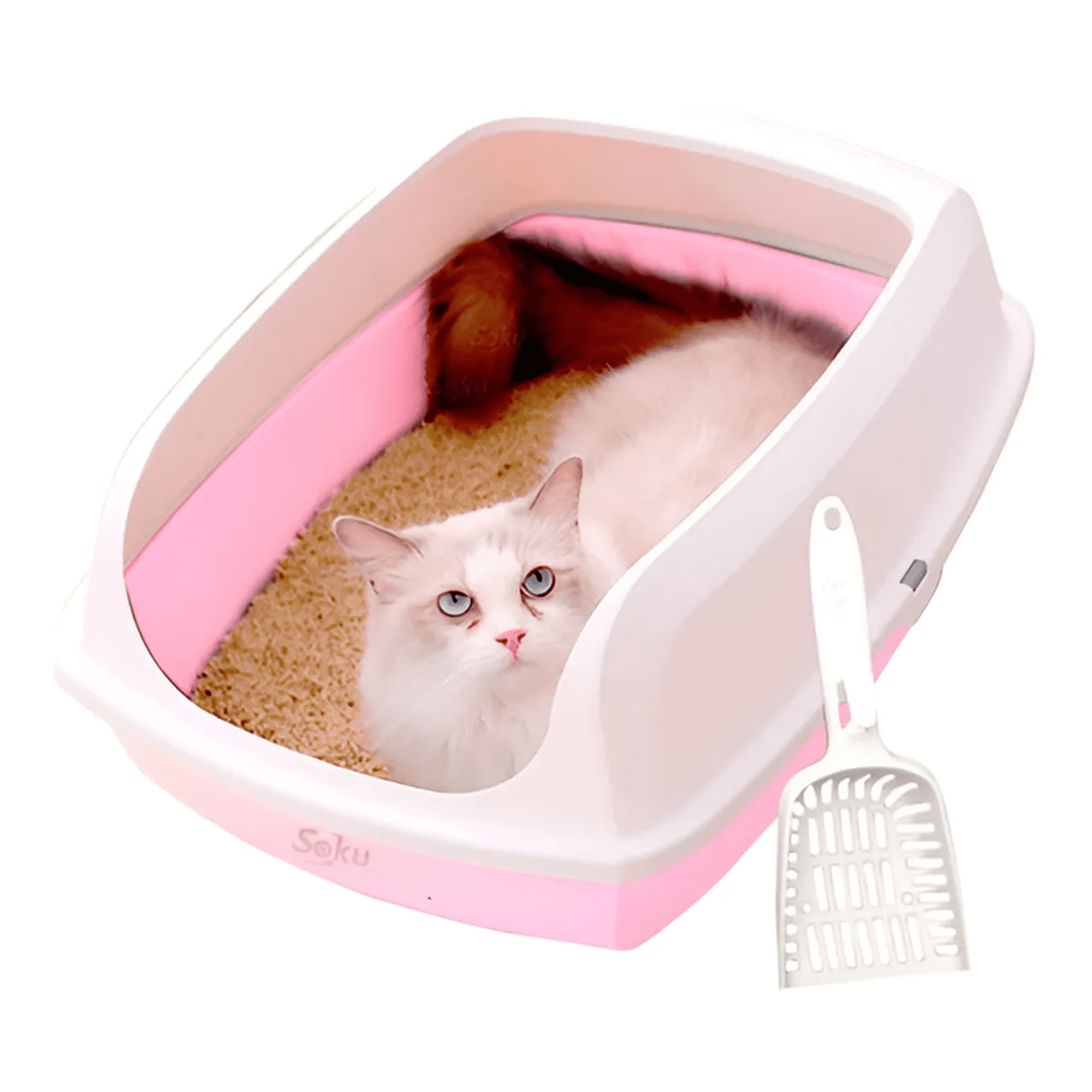 Arenero Gato Extension Anti Derrame Pala Caja Extra Grande Color Rosa