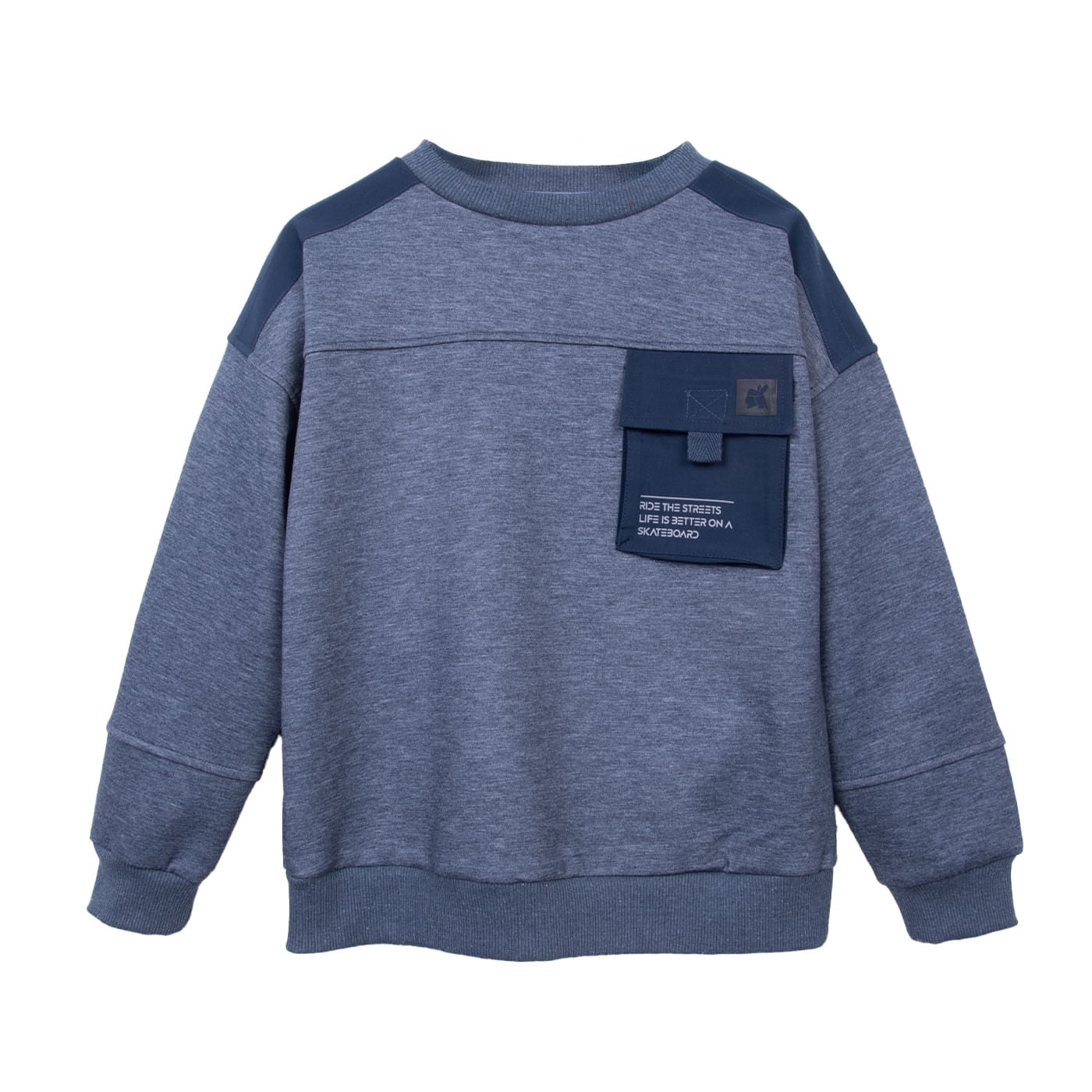 Pillin - Polerón Niño Cuello Redondo Con Bolsillo Delantero Azul