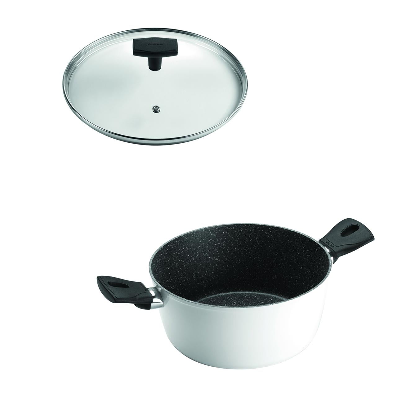 Ghidini - Set Olla 2 Asas Antiadherente 28cm Blanco Con Tapa Daily
