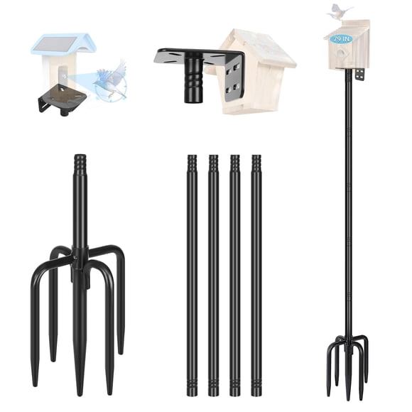 Comedero Para Pájaros Smart De 2 M Con Kit De Montaje De Metal Negro