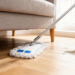 Mopa Plana De Algodón De Aileda, Mango De Aluminio, Longitud 128Cm ,De 76 Cm Cabezal De Mopa