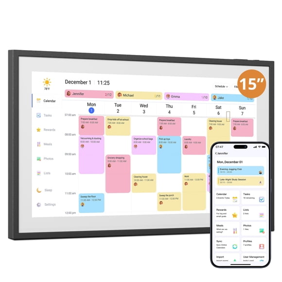 Calendario digital de pared de 15,6 pulgadas: calendario electrónico interactivo con pantalla táctil