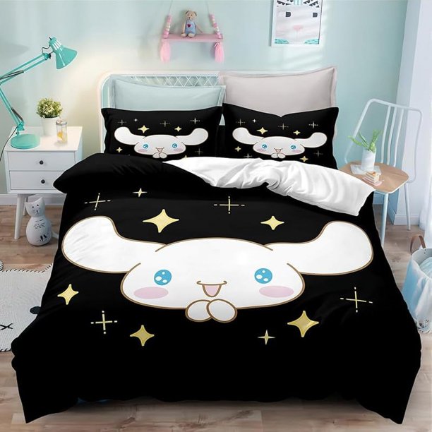 The CIN-namoroll Theme Bedding Set3 Piece 3D Cartoon Printed Breathable Durable Microfiber Comforter SetGifts for Kids Teenagers Adult