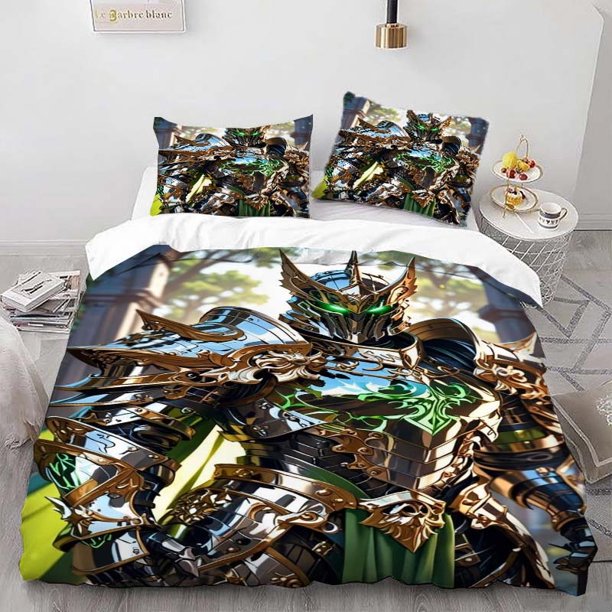 Fantasy Armor Themed Bedding Set Duvet Cover and Pillowcase Set Soft and Comfortable
