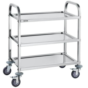 Carrito Utilitario De Laboratorio Vevor De Acero Inoxidable, 3 Capas, 180 Kg De Capacidad