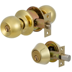 Kit Oister Cerradura Cilíndrica Acceso + Cerrojo Tubular Llave-Llave Igualado - Bronce