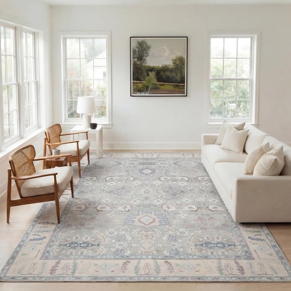 Alfombra Kuden 274x366 cm Lavable Estilo Vintage de Pelo Bajo