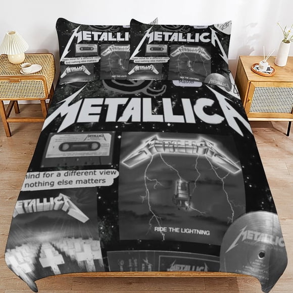 Metallica Practical Zip Function Smooth Bedding Surface Soft Layer Duvet Cover Sets for Rest Night