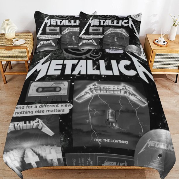 Metallica Practical Zip Function Smooth Bedding Surface Soft Layer Duvet Cover Sets for Rest Night
