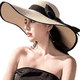 thumbnail image 3 of Sombrero de paja con lazo grande para mujer, gorra de playa grande, flexible, plegable y enrollable, sombrero para el sol, gorra de playa de verano con protección UV., 3 of 5