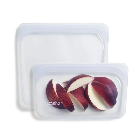 Bolsas de almacenamiento de alimentos Stasher Premium Silicone, paquete de 2 unidades, transparentes