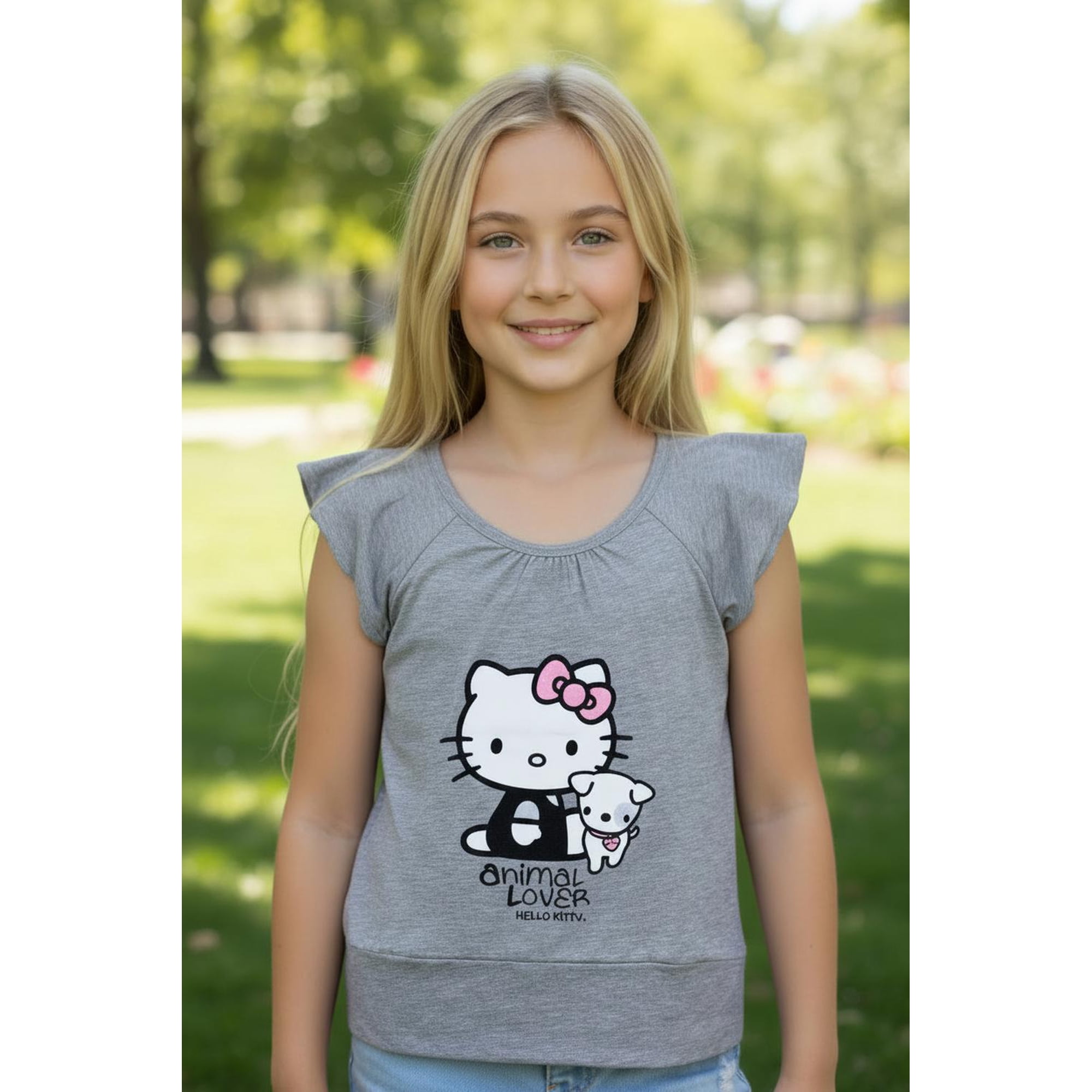 Polera Niña Hello Kitty Gris 14