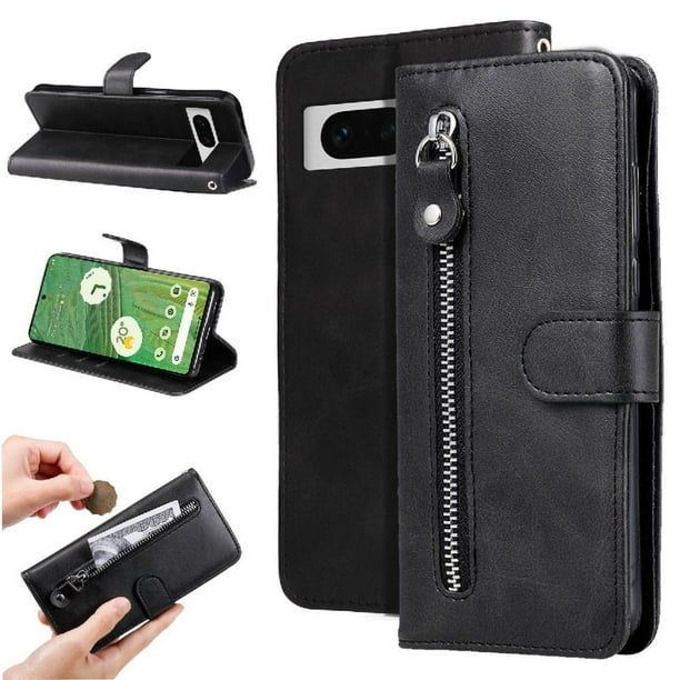 Funda con Cremallera para Google Pixel 7 , Carcasa Cartera de Cuero PU con Soporte y Tarjetero