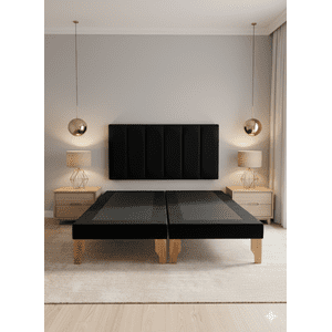 Muebles New - Cama Dos Plaza Lineal Negro Felpa