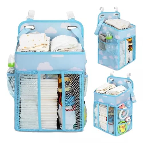Partyglobos - Organizador Cambiador Pañales Para Cuna Carrito De Pañal Celeste