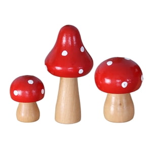 Bothyi - 3 Uds Estatuilla De Setas Escultura Artesanía Para Escritorio Decoración Al Aire Libre Rojo