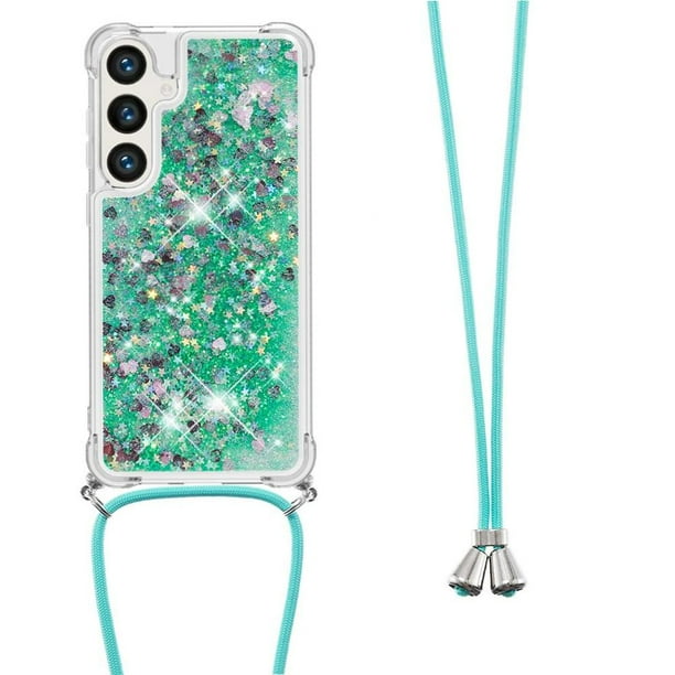 Funda FOXDOCK para Samsung Galaxy S24 FE con Cuerda Ajustable, Brillo Líquido, Protección Antigolpes y Lente – Ideal para Regalo