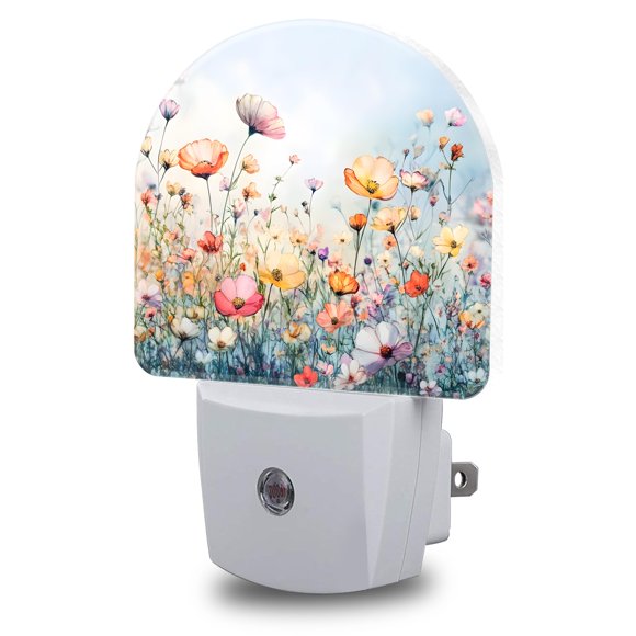 Luz nocturna FOISIIAEA 9,5 cm con flores en acuarela LED