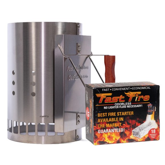 Chimenea para carbón Fast Fire de acero inoxidable 28 cm +18